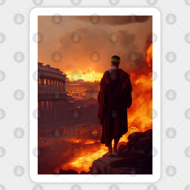 Emperor Nero watch Rome burn Sticker by ETOS ARS